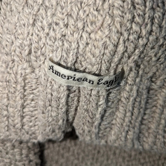American Eagle Oatmeal Sweater size Medium Y2K Chunky Knit Cozy Pullover Granola - Picture 3 of 5